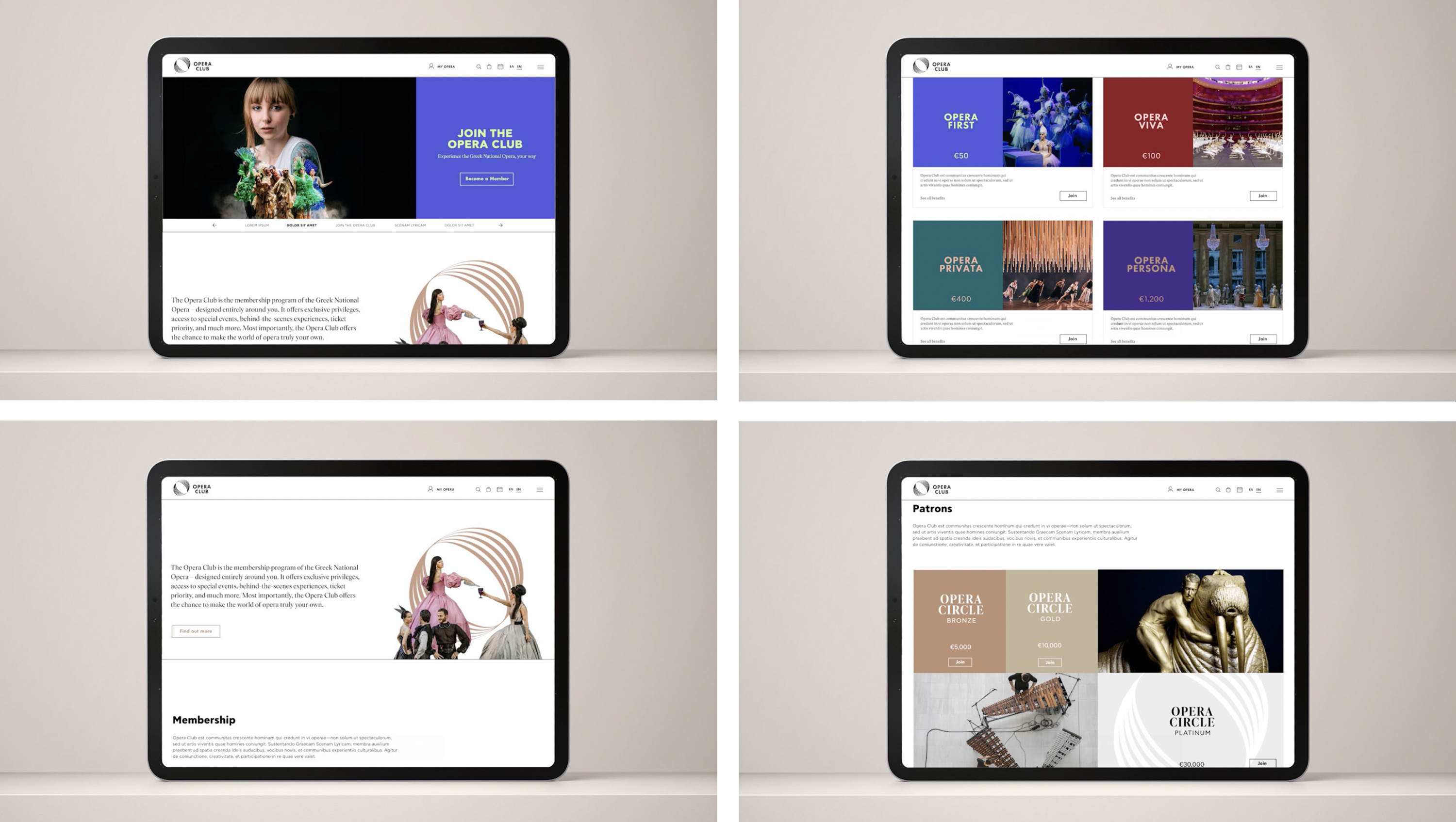 Dimitra Chrona Opera Club ? Greek National Opera schema design Greek National Opera Visual identity Membership Programme Website Digital 4